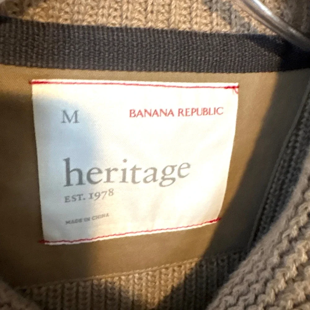 Banana Republic Heritage Khaki Safari Shawl Collar Cotton‎ Sweater in Size M